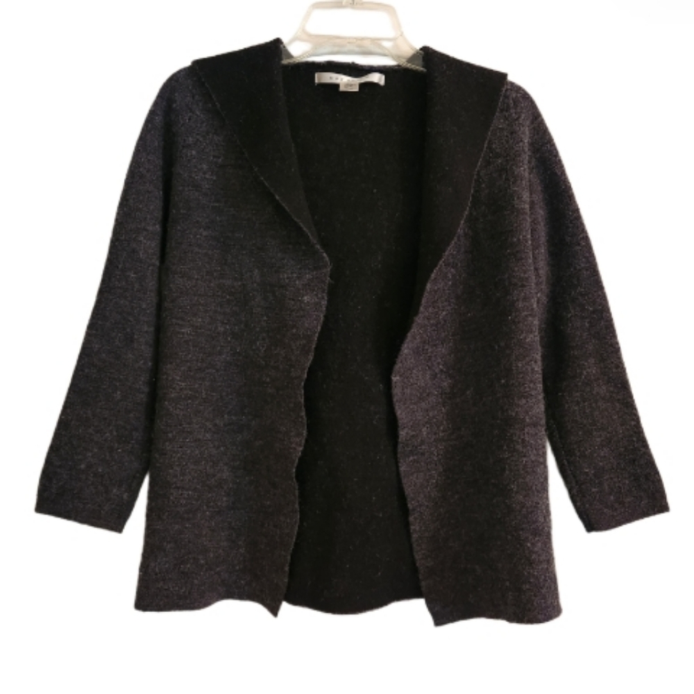 Max Studio Wool Blend Open Front Sweater With Hoo… - image 1